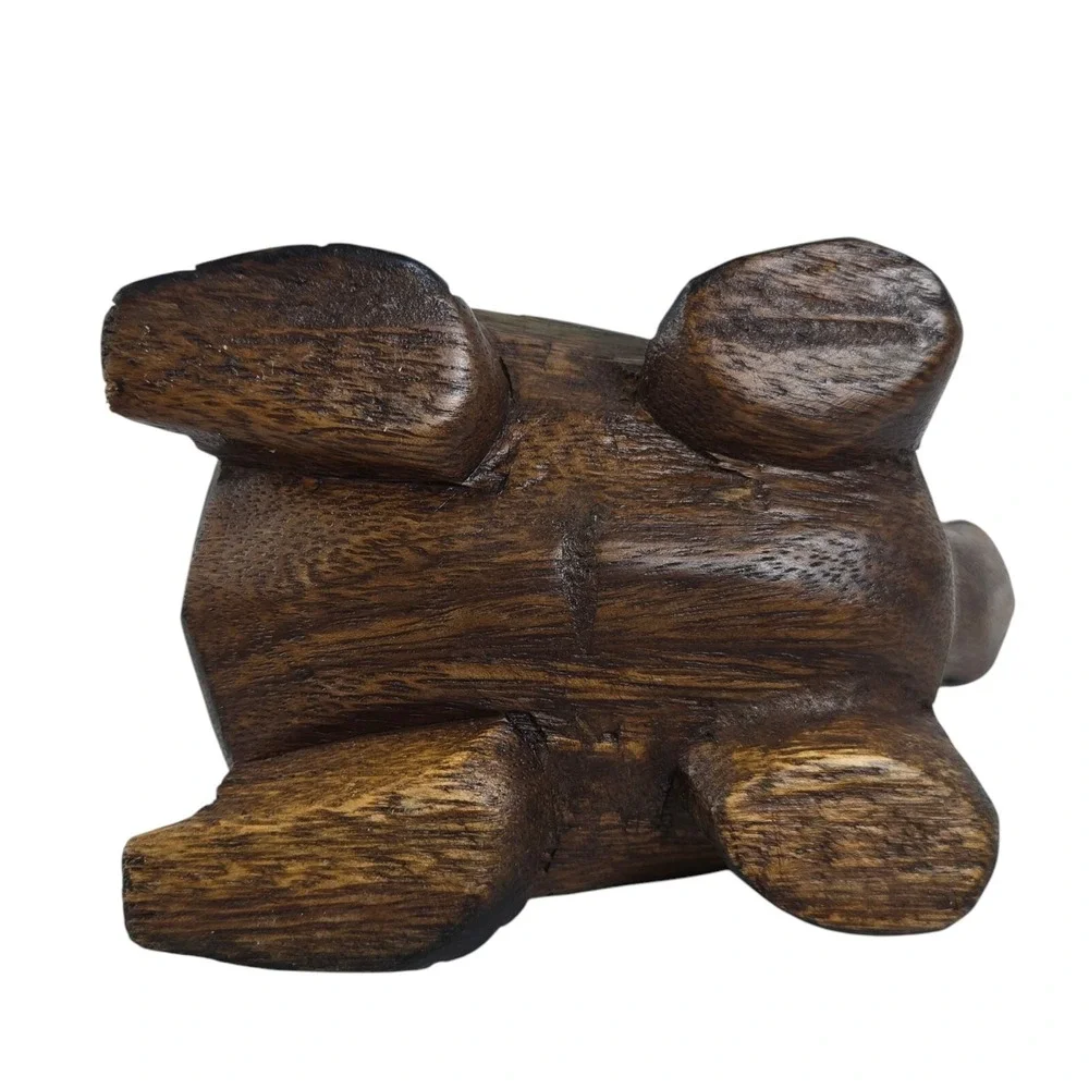 Hand Carved Wood Sea Turtle Folk Art Shelf Sitter 5x3x2.5